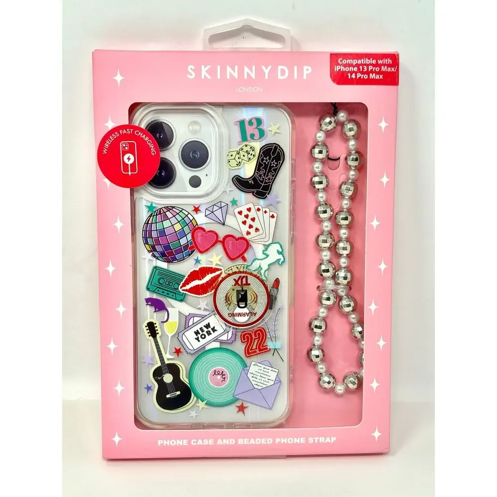 Skinnydip Disco Ball Guitar Cowgirl iPhone 13 / 14 Pro Max New York Beaded Strap